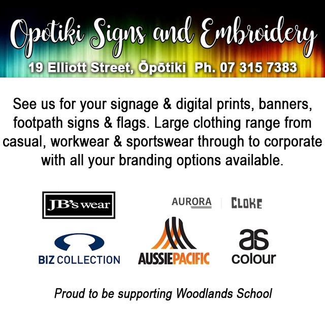Opotiki Signs & Embroidery - Woodlands School - April 24